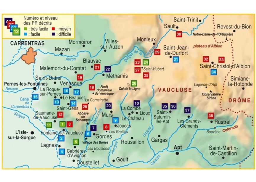 Les Mont du Vaucluse a pied - kaart